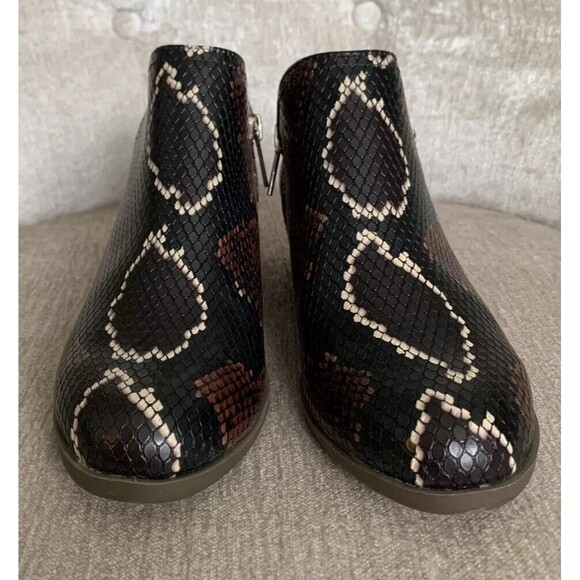 CROWN & IVY Women’s SNAKESKIN Bootie Boots ANKLE BOOTS Black Brown SIZE 6.5 - Picture 2 of 8